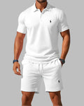 🔥 Men’s Pony Logo Polo Short Sleeve & Drawstring Shorts 2 Piece Set!