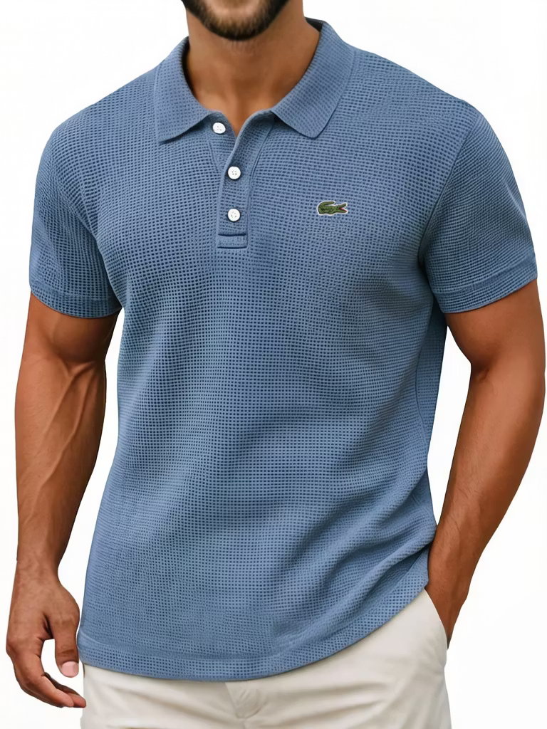 Men's Vintage-Style Breathable Waffle-Knit Polo Shirt