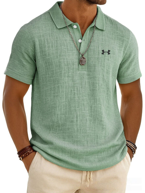 Men's Slub Cotton-Linen Casual Polo Shirt