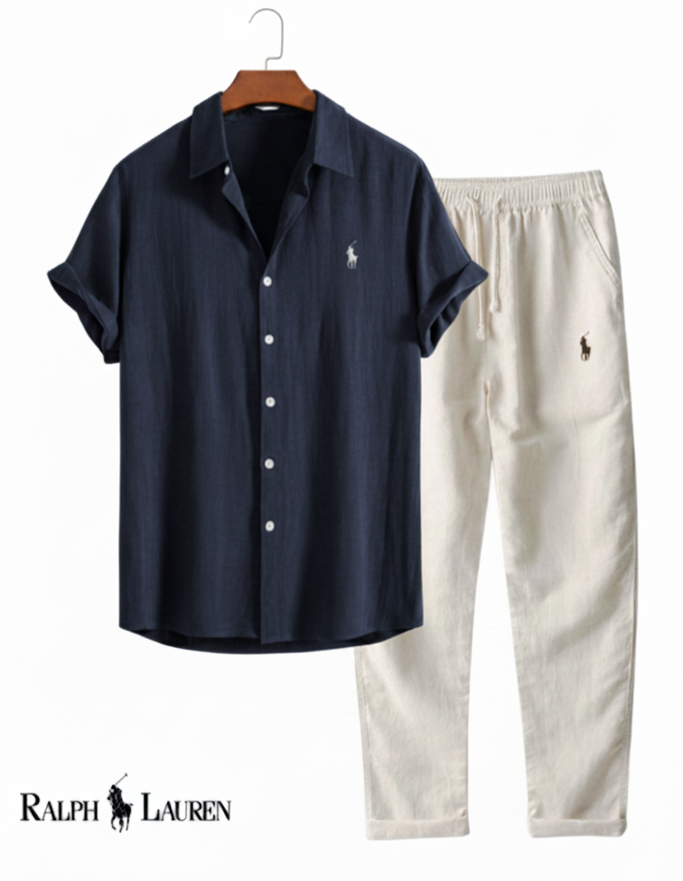 🔥 Ralph Lauren Linen Shirt & Drawstring Pant 2 Piece Set