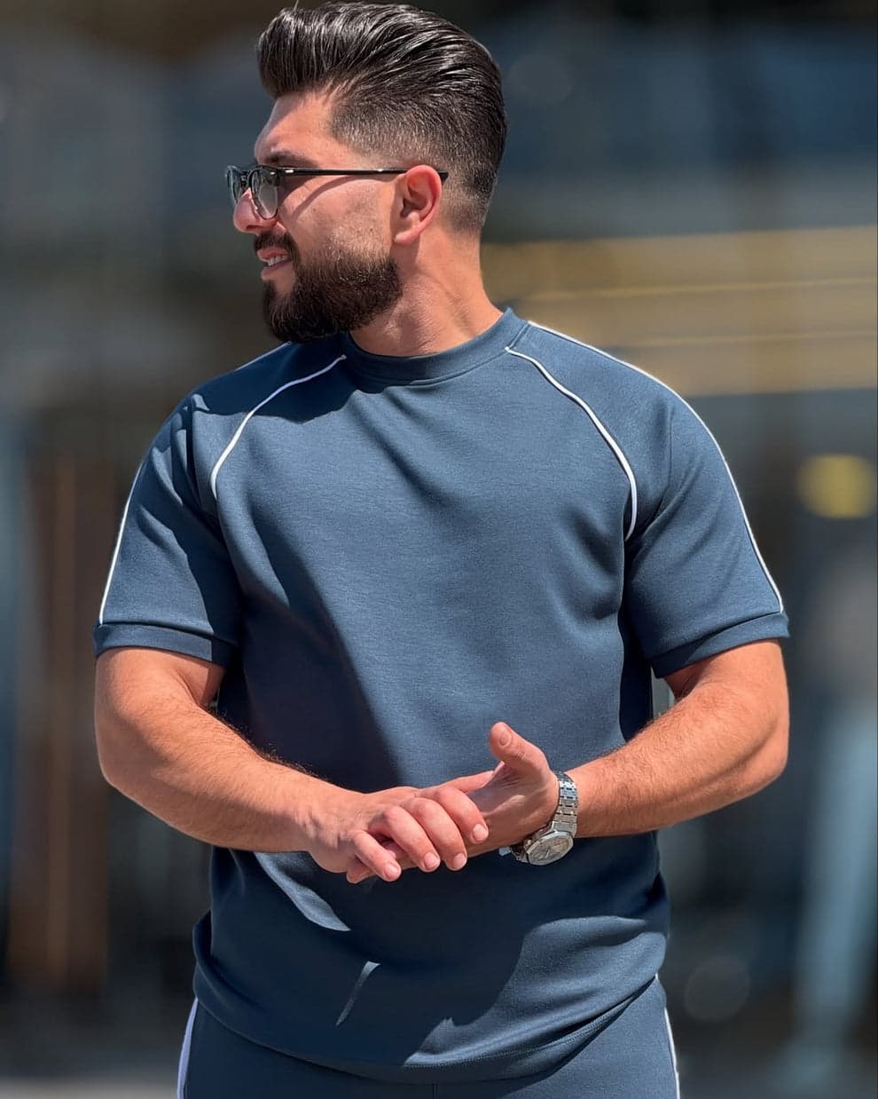 ⚡ Limited Minimalist Stripe Trim Soft Knit Matching Tracksuit