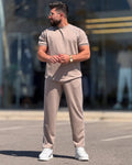 ⚡ Limited Minimalist Stripe Trim Soft Knit Matching Tracksuit